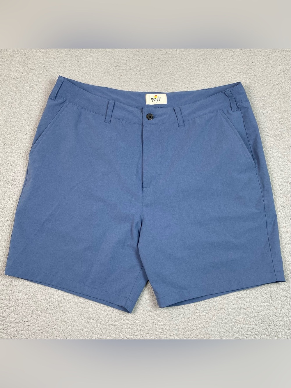 Marine Layer Hybrid Shorts Men's Size 34 Blue Beach Chino 6" Inseam Summer EUC